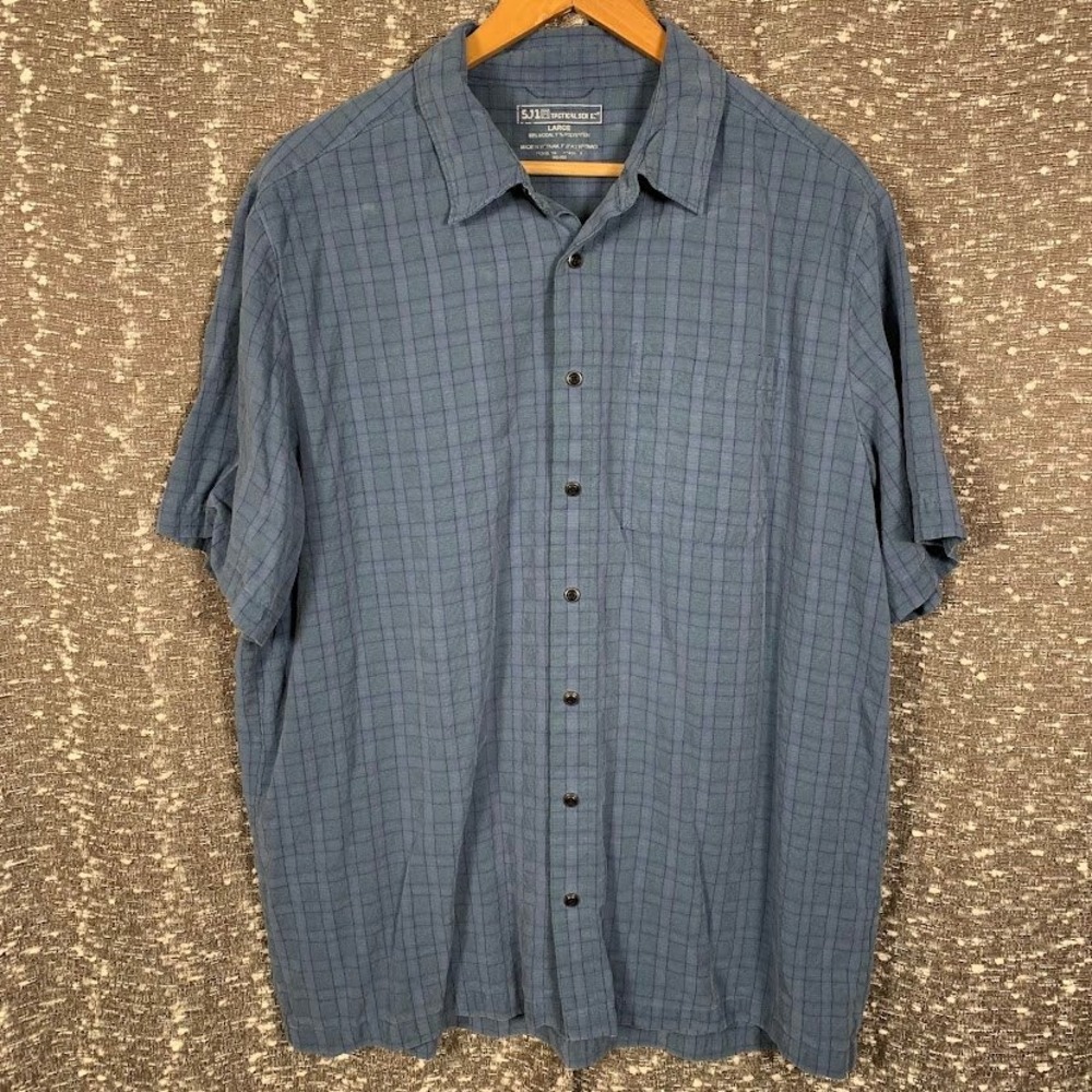 5.11 Tactical Series Men's Large Blue Plaid Short Sleeve Button Up Utility